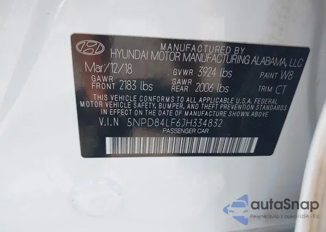 2018 Hyundai Elantra Value Edition z USA, uszkodzony, nr VIN 5NPD84LF6JH334832